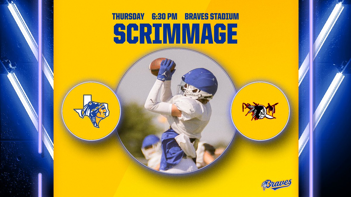 The @CHSBraveFB program has its second scrimmage on Thursday night, hosting Winnsboro at Braves Stadium. Please note that the start time has been pushed back to 6:30 pm. #BraveNation #TXHSFB 🏈