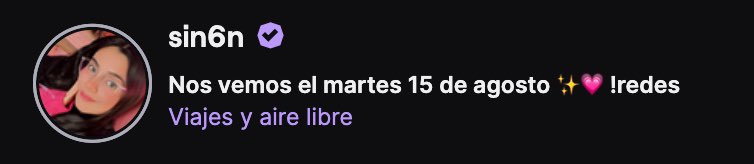 📢|| NUEVO TITULO 

“Nos vemos el martes 15 de agosto ✨💗”