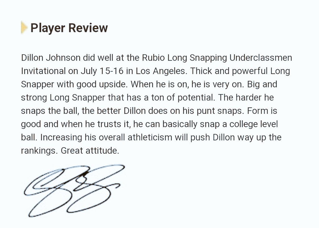 Thank you for the review @TheChrisRubio from the Underclassmen Invitational. I'll continue to work to improve. @RosevilleFB #TrustTheProcess #TheFactoryJustKeepsOnProducing