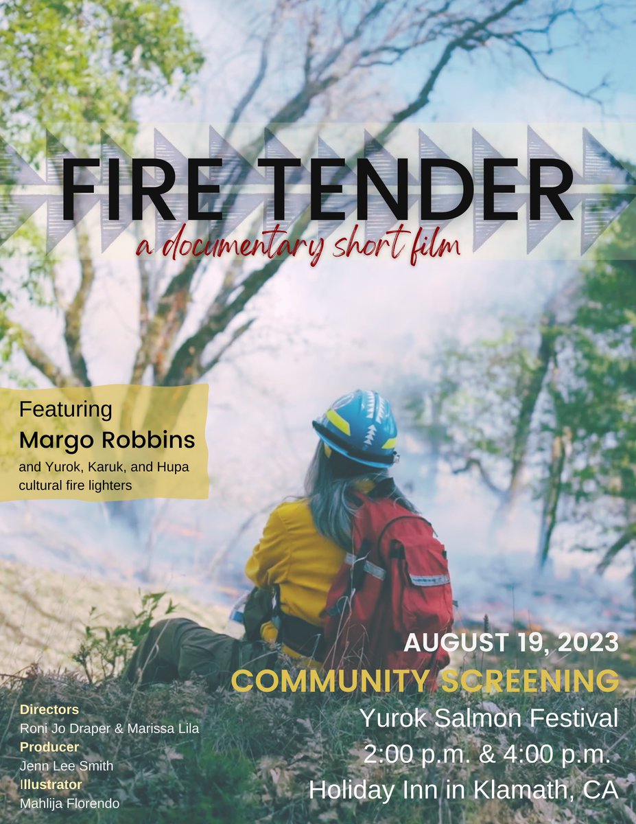 TheYurokTribe's tweet photo. Join us for a community screening of Fire Tender a short documentary film on August 19, from 1-4pm at the Yurok Salmon Festival. The film features Margo Robbins and Yurok, Karuk and Hupa cultural fire lighters. https://t.co/ZUonkRtxjY