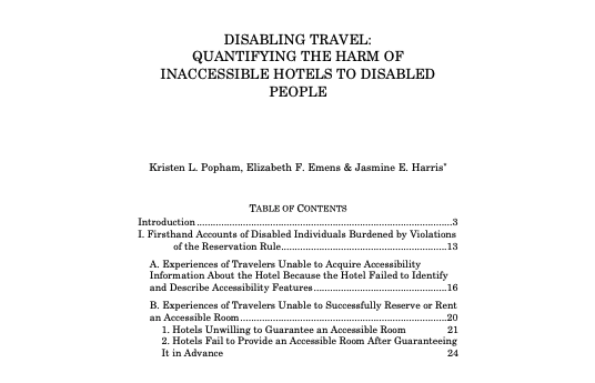DREDF's tweet photo. In case you need help quantifying the harm of inaccessible hotels to disabled people, @ColumbiaHRLR just published nearly 70 pages of hotel horror stories. 

If ADA testers lose standing in #AchesonvLaufer, it'll be even harder to fight discrimination.

https://t.co/OJFP93Mkak https://t.co/gW8aQYBFsx