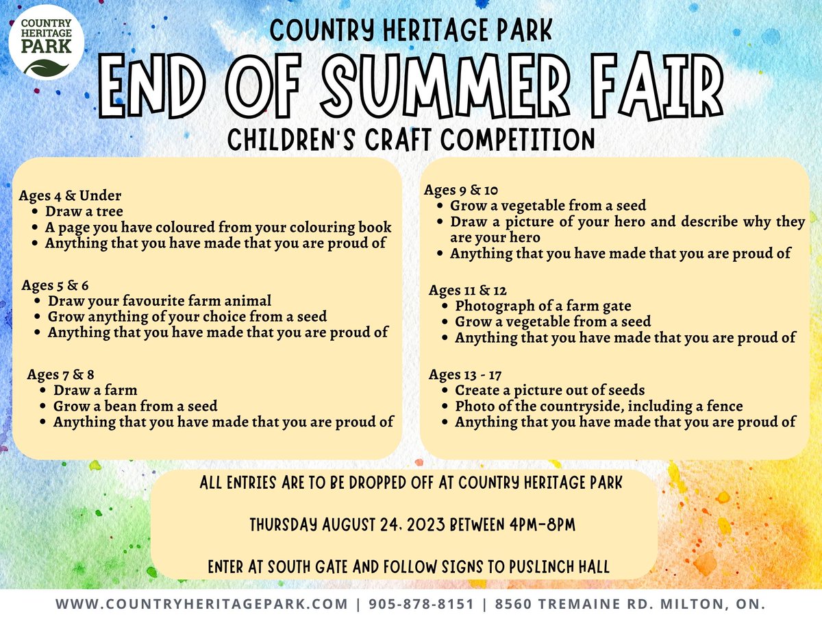 Calling all children's crafts! Ages 4-17 are welcome to join the children's craft competition🌳‍🧑‍🌾🌾

Prizes: 
1st $4.00  
2nd $3.00  
All other entries $2.00  

Items made from recycled material earn $1 more.