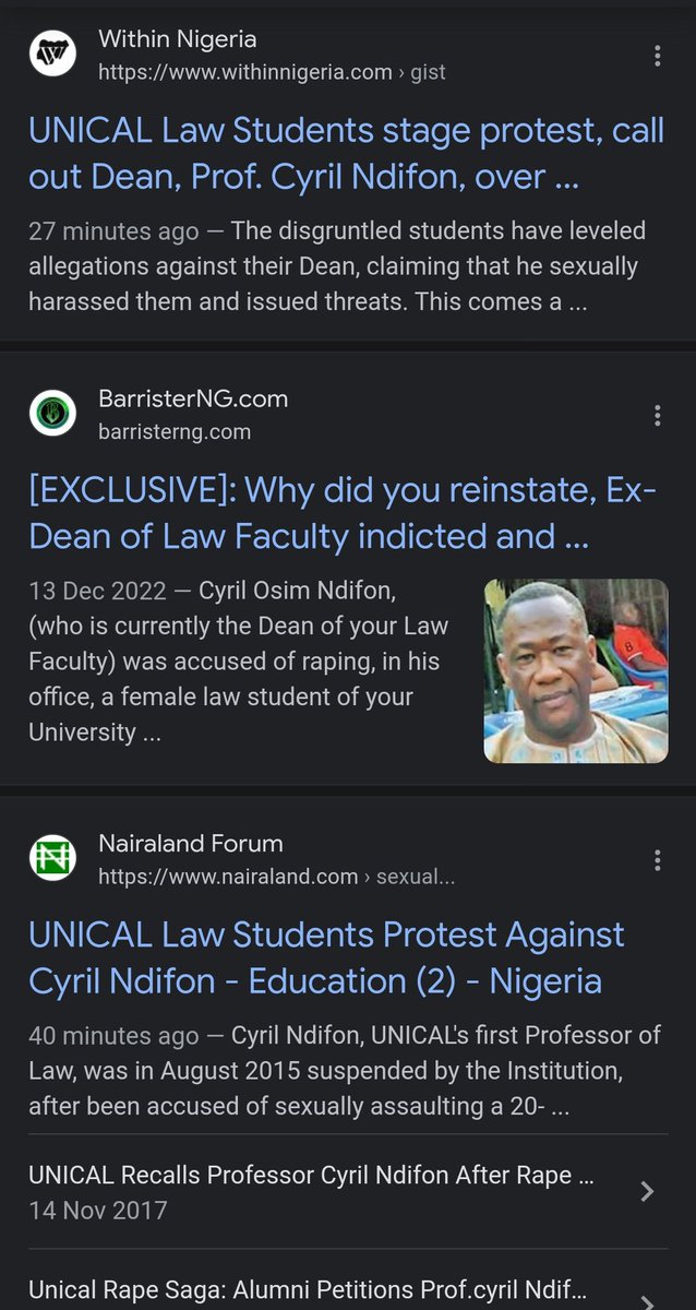 <a href="/FS_Yusuf_/">FS Yusuf</a> When you Google Prof. Cyril Ndifon, you will wonder why he's still a Dean at the University of Calabar or still lecturing in any higher institutions. What a shameful legacy.