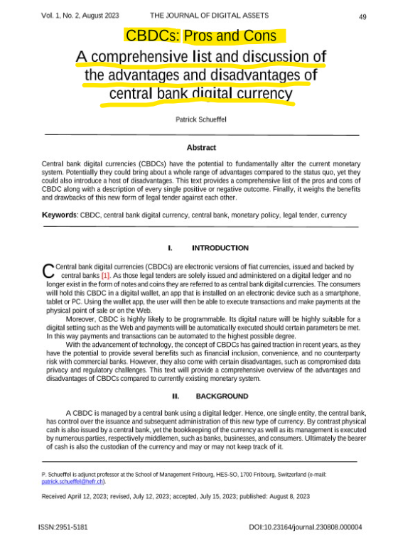 Dr. Patrick Schueffel (@schueffel) on Twitter photo ๐ฏ I'm thrilled that my latest #research #paper on central bank digital currencies (#CBDCs) has been published by the ๐๐ผ๐๐ฟ๐ป๐ฎ๐น ๐ผ๐ณ ๐๐ถ๐ด๐ถ๐๐ฎ๐น ๐๐๐๐ฒ๐๐! Open access dowload here:
journal-digitalassets.org/browse/issue_dโฆ
Let's start the discussion on CBDCs! ๐ฏ I'm thrilled that my latest #research #paper on central bank digital currencies (#CBDCs) has been published by the ๐๐ผ๐๐ฟ๐ป๐ฎ๐น ๐ผ๐ณ ๐๐ถ๐ด๐ถ๐๐ฎ๐น ๐๐๐๐ฒ๐๐! Open access dowload here:
journal-digitalassets.org/browse/issue_dโฆ
Let's start the discussion on CBDCs!