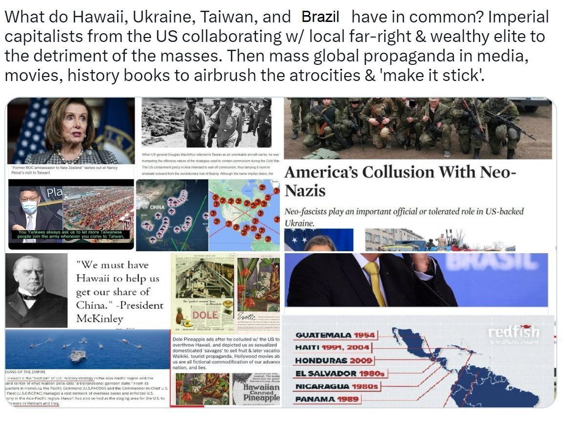 Hawaii's coup - backed by US gunboat diplomacy - to smash a Non-White country's building of an actual anti-racist, socialist, thriving country was the blueprint that would later be used on countless Asian, Pacific Islander, Latin American, African, countries across the world.