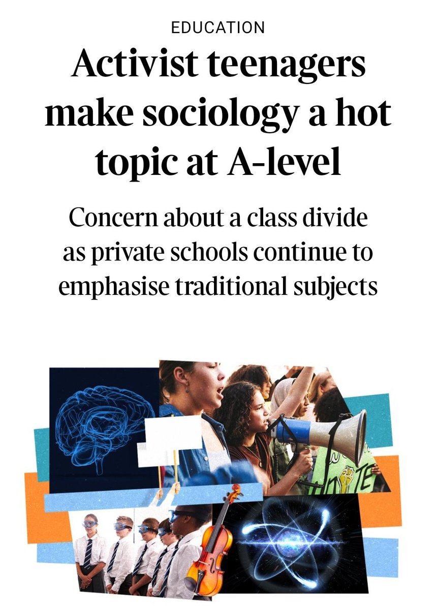 'More state school pupils were entered for sociology A-level in England last year than for physics, music, French & German combined' Some say this is due to increased social activism in teens. I hope that's true but scared it might be seen as a easy option. What do you think?