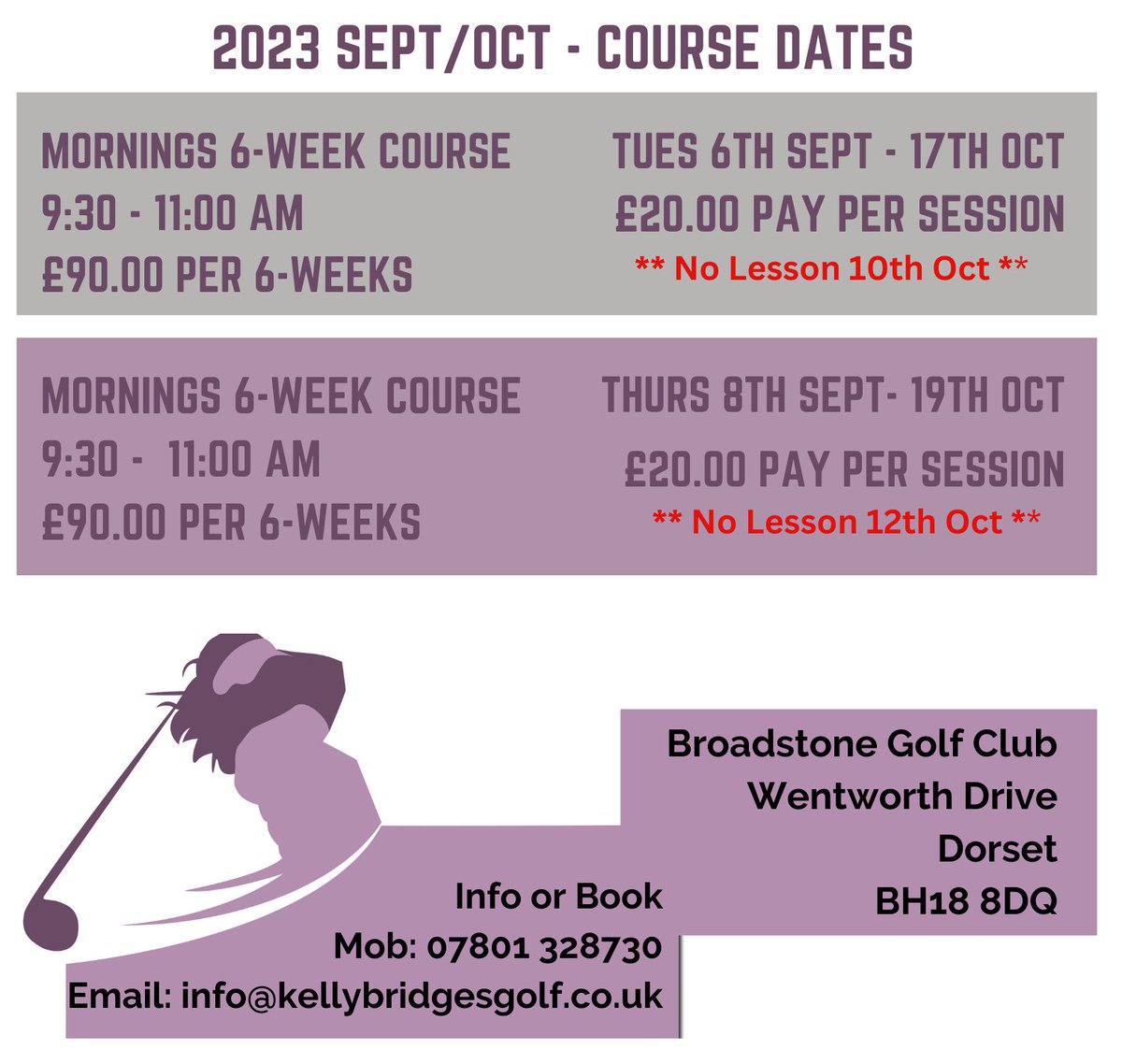 New love.golf sessions for Sept/Oct <a href="/broadstonegc/">Broadstone Golf Club</a>
