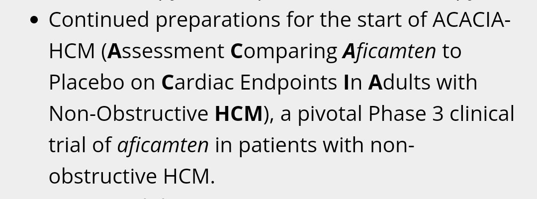 It is official. Based on the results of the REDWOOD-HCM Cohort 4 ( twitter.com/MasriAhmadMD/s… ), we are progressing with the phase III ACACIA-HCM, aficamten vs placebo in non-obstructive #HCM #CardioTwitter