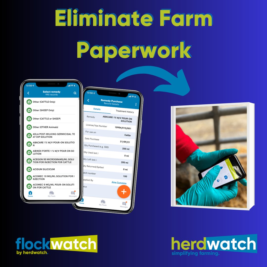 Herdwatch's tweet photo. ๐ฑHave you gone paperless yet?๐ฅ๏ธ
โ๏ธGet the job done, fast.
โ๏ธKeep your farm records safe, forever.
โ๏ธNo more evenings spent on paperwork.
#herdwatch #flockwatch #treatments #paperless #farmmanagement #app #farming #cattle #sheep https://t.co/kFyybbhue6