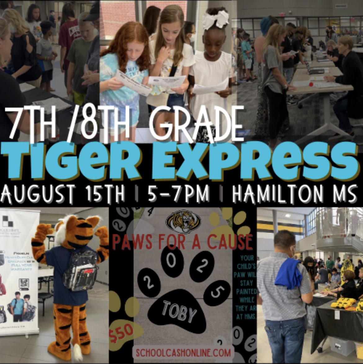 📣 ATTENTION Tiger families! We are so EXCITED to welcome you to or back to HMS as we start the 2023-2024 school year! We are hope you are planning to join us for Tiger Express TONIGHT if you have a 6th grade Tiger or TOMMORROW night if you have a 7th/ 8th Tiger! #HamFam
