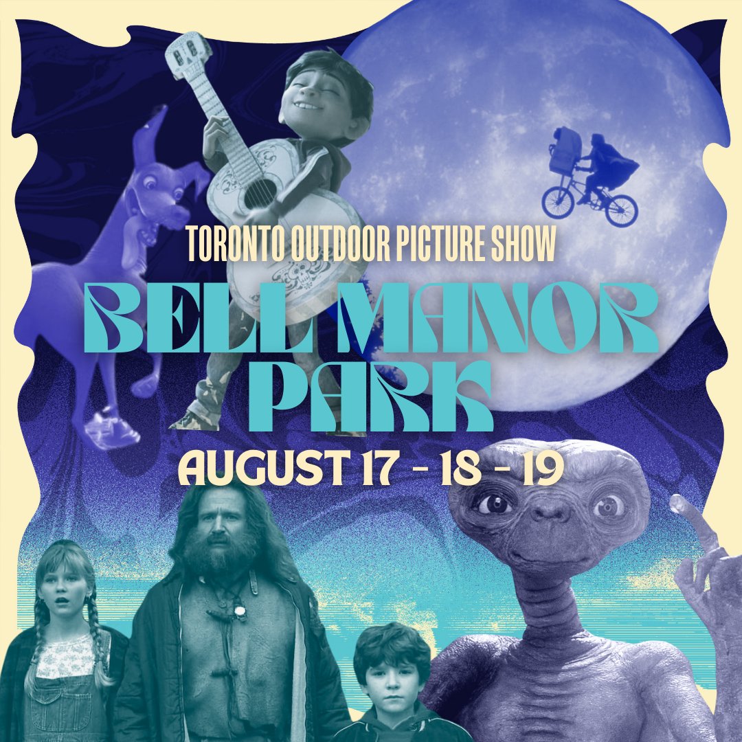 This week, TOPS is heading west to Bell Manor Park! Join us for three consecutive evenings of nostalgic family favourites under the stars! August 17 👽 E.T. August 18 🐯 JUMANJI August 19 🎉 COCO Complete event details at TOpictureshow.com/bell-manor-park