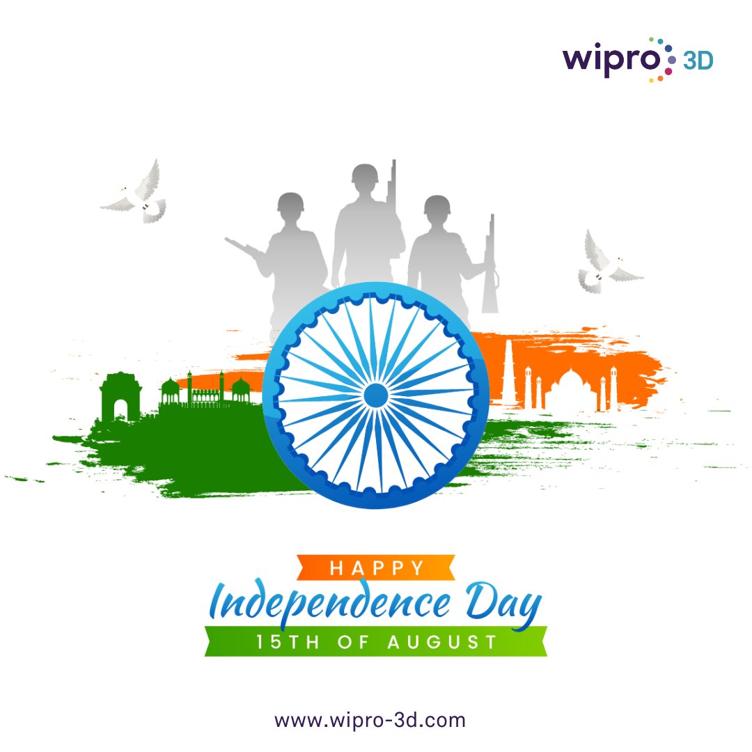 Celebrating the pride, history, and diversity of our great nation and Saluting the spirit and sacrifice of those who fought for our freedom

#Wipro3D wishes you all a very happy 77th Indian Independence Day.

#indianindependenceday #independenceday2023 #77thindependenceday