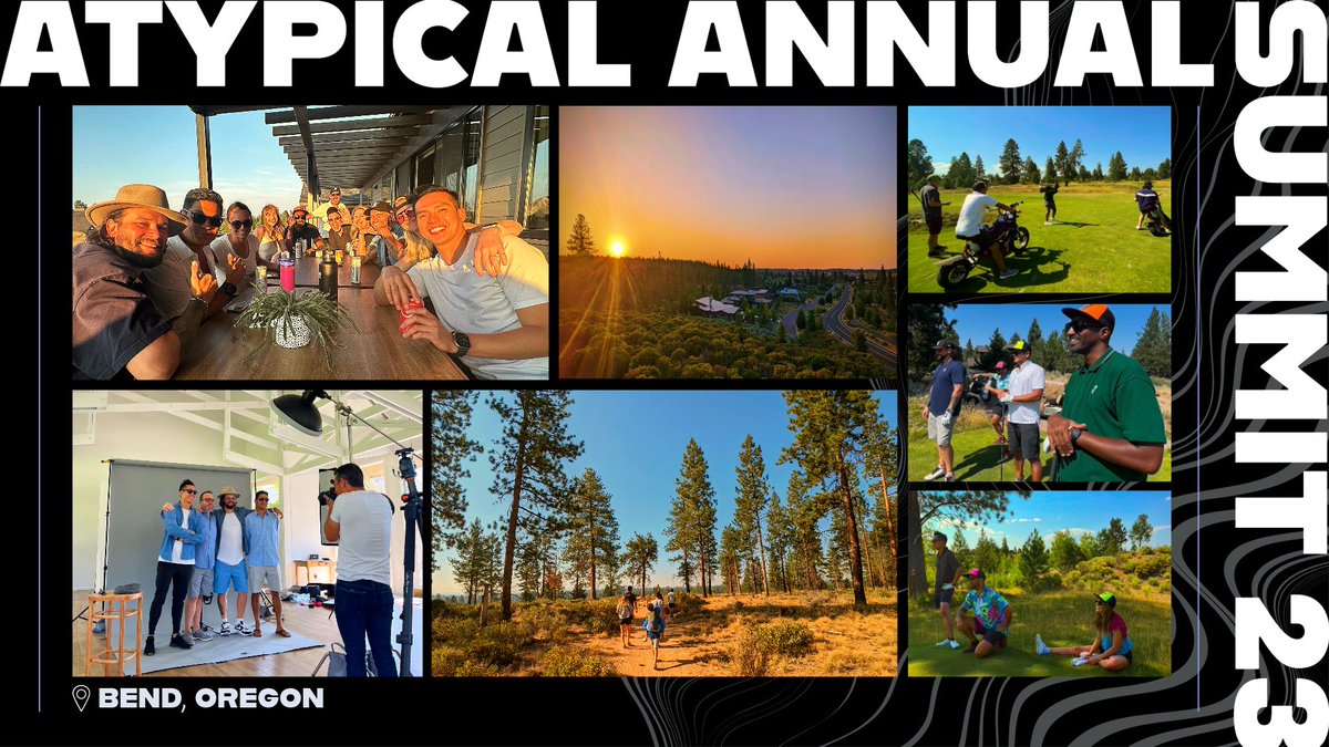 atypicalxd's tweet photo. The annual A7 Summit was an absolute smash success - Golf swings, tequila clinks, river floats, and general mayhem - epic times with this legendary team, and so many exciting things on the horizon! 
#atypicalco #a7summit23 https://t.co/nj0IfDCdBY