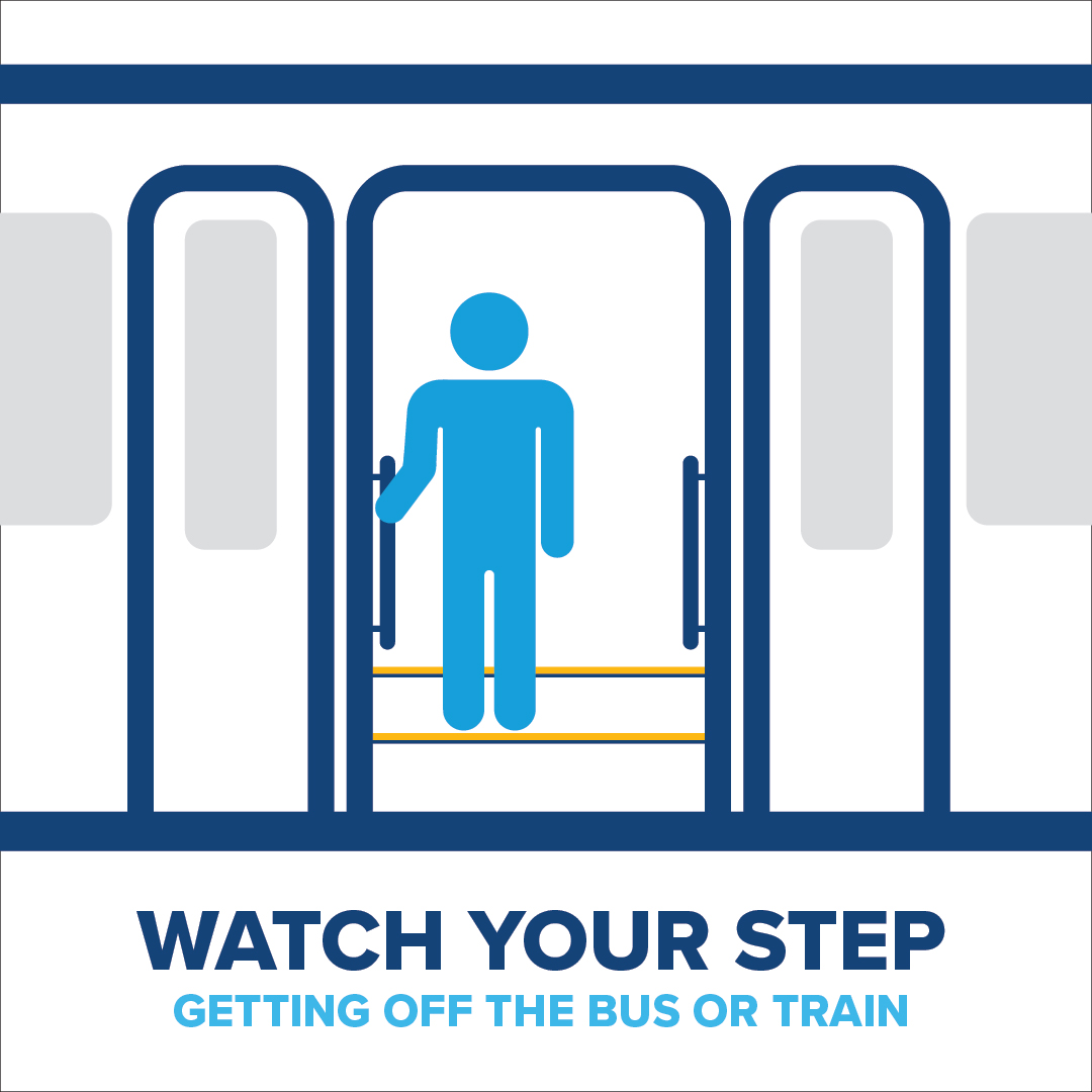 RideRTD's tweet image. Stay aware of your surroundings when exiting the bus or train. The sidewalks can be slippery and present tripping hazards. #SafteyTips for #SafeTrips