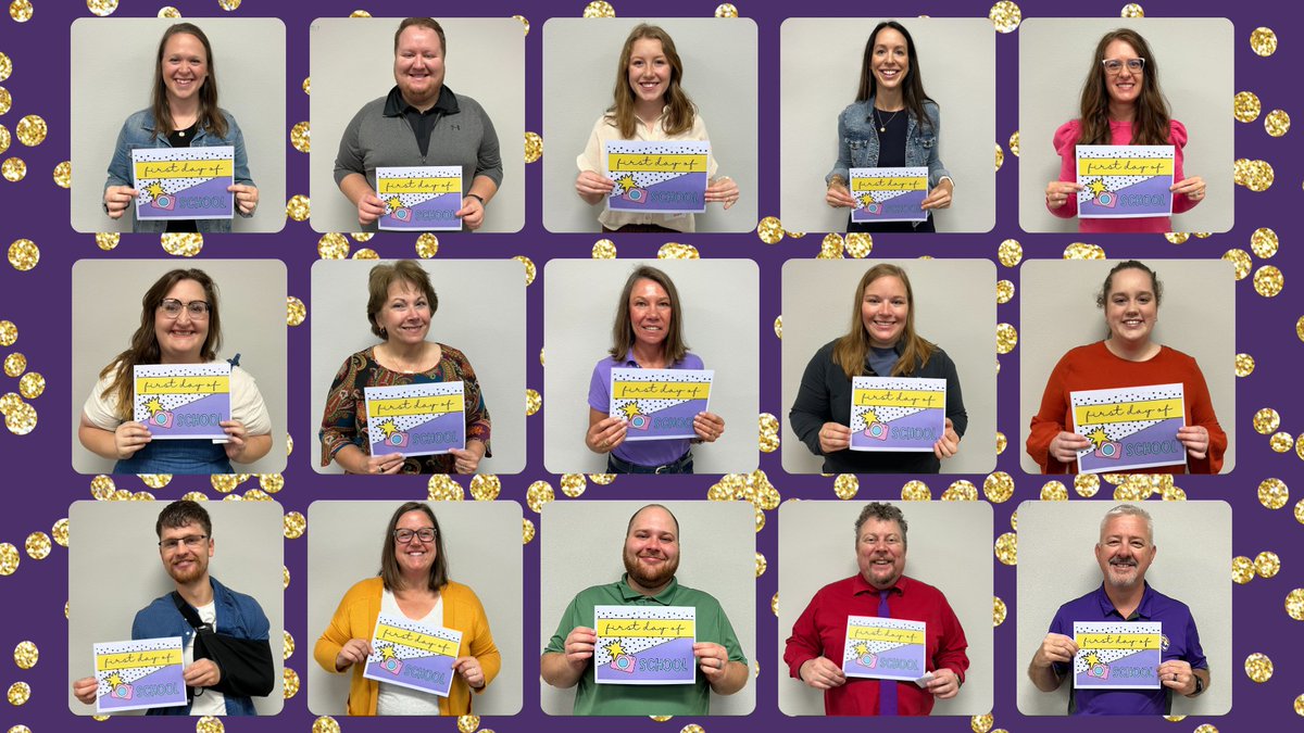Join us in welcoming our new teachers, smiling alongside Mr. Hemann on their first day of school at Spencer. Here's to a year of knowledge and growth! 💜💛