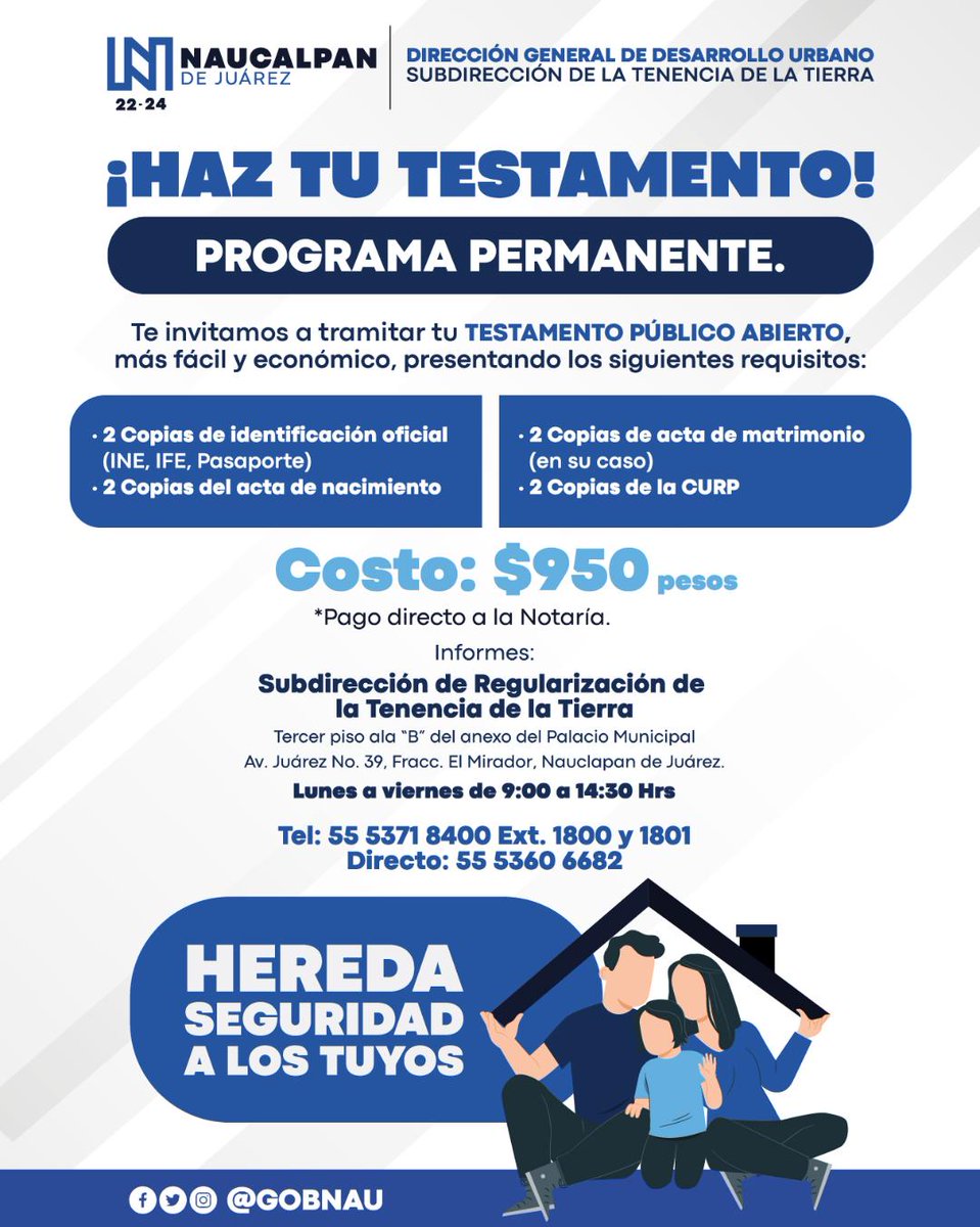 #ATENCIÓN #naucalpan #testamento APROVECHA!! HAZ TU TESTAMENTO A BAJO COSTO <a href="/GobNau/">Ciudad Naucalpan / Gobierno Municipal 2025-2027.</a> <a href="/angiemoyam/">Angélica Moya</a> <a href="/FloridaSat/">Florida Naucalpan</a> <a href="/LomasdeSanMateo/">Lomas de San Mateo</a> <a href="/Lomas_verdes1/">Lomas Verdes X💚</a> <a href="/ac1seccionlv/">Asociación de Colonos Lomas Verdes 1a sección</a> <a href="/COPACILV6a/">COPACI Lomas Verdes 6a Sección</a> <a href="/CiudadanosLomas/">Ciudadanos Lomas Verdes</a> <a href="/CIUDAD_SATELITE/">CD SATELITE</a> <a href="/satelucos/">Satelucos</a>