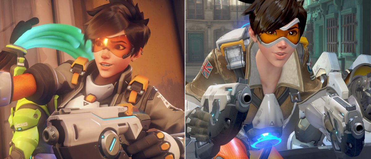 So much work goes into dev that sometimes gets taken for granted. Left is OW Invasion right is StormRising cinematic. Huge props to the <a href="/PlayOverwatch/">Overwatch</a> people writing lighting, skin shader, motion blur, and other tools that elevate the experience. #Overwatch