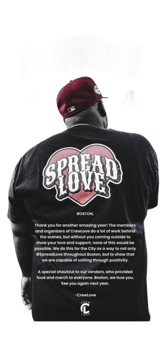 Big_13lack's tweet photo. BOSTON,

Thank you for another amazing year! The members and organizers of CrewLove do a lot of work behind the scenes, but without you coming outside to show your love and support, none of this would be possible. We do this for the City as a way to not only #SpreadLove https://t.co/GBmF6EzpgW