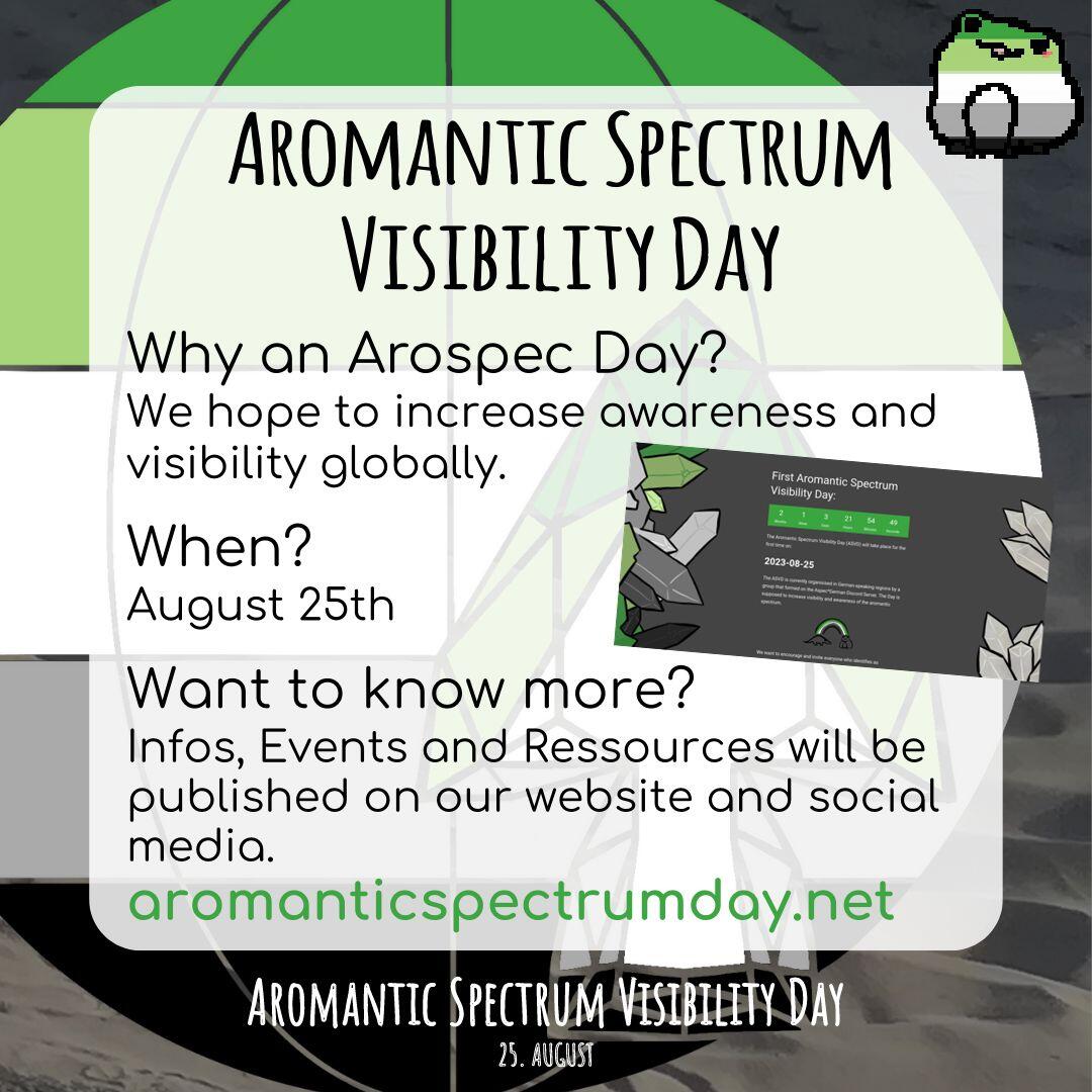 aromantic_aurea's tweet photo. The organizers behind @aspec_german are planning the first Aromantic Spectrum Visibility Day (ASVD) on August 25th!

Image Description in alt text https://t.co/1s4O26hgCW