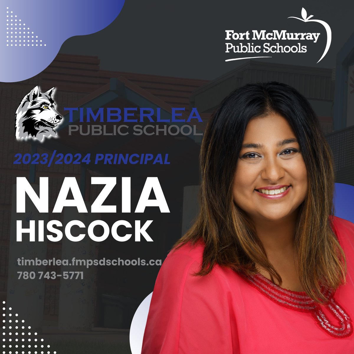 Fort McMurray Public School Division is pleased to announce that Nazia Hiscock has accepted Principalship at Timberlea Public School (<a href="/TimberleaSchool/">TimberleaSchool</a>) beginning the 2023/2024 school year.

To read more: bit.ly/3s6lge5

<a href="/annaleeskinner/">Annalee Nutter</a>
#FMPSD #YMM #RMWB