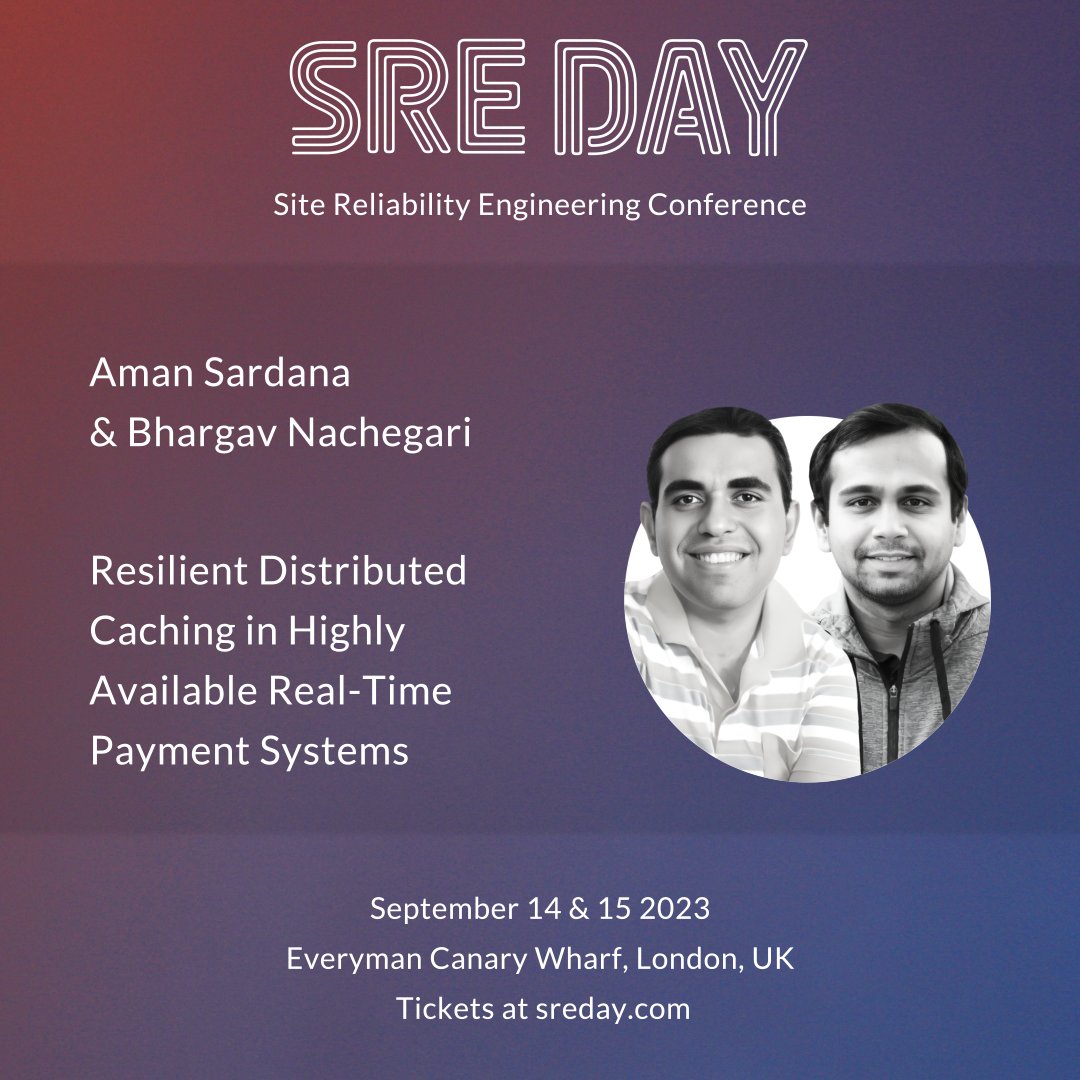 🌟 Attention tech enthusiasts and SRE visionaries! 🗓️🚀Prepare to dive into cutting-edge insights at the SREday Conference! 🎉

🎙️ Join us for an enlightening talk by our expert speakers Aman Sardana &amp; Bhargav Nachegari: "Resilient Distributed Caching in Highly Available