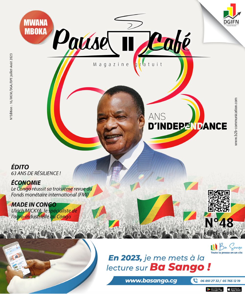 AlainAndely's tweet photo. A l'occasion du 63eme anniversaire de l'accession à l'indépendance du 🇨🇬, retrouvez le numéro spécial du Pause Café sur https://t.co/3NR1Gg9pqH https://t.co/u4CIz9VdIo