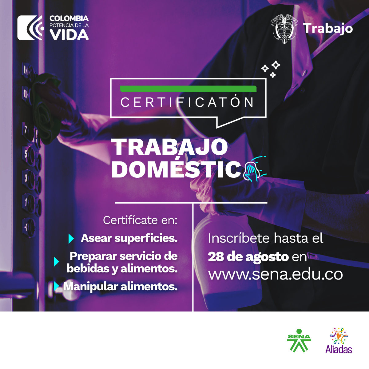 SENAenBolivar's tweet photo. #TuExperienciaVale👏 Tus habilidades merecen reconocimiento. Esta es la oportunidad de acreditar tu experiencia y fortalecer tu perfil profesional junto al SENA. 

Postúlate en la Certificatón Trabajo Doméstico  https://t.co/nzbqNJkES3 https://t.co/p1Q2PgVgsw