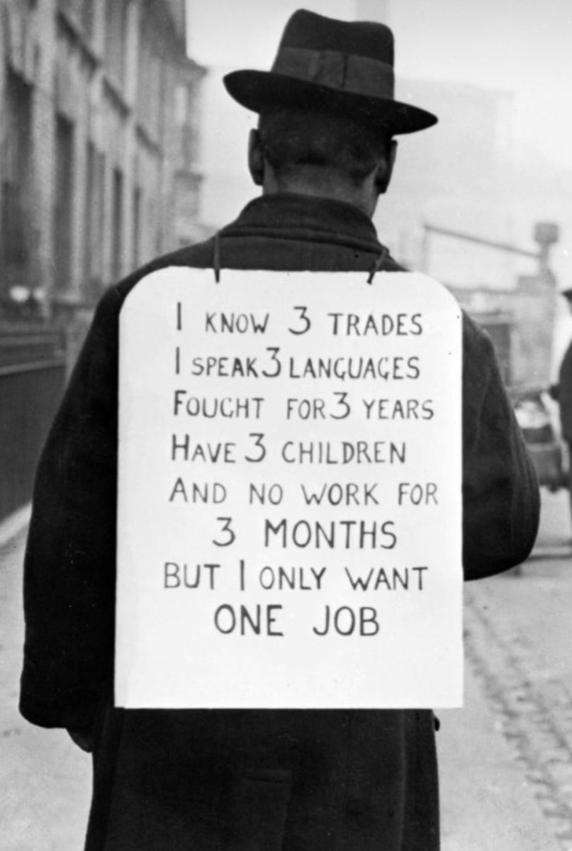 TRHLofficial's tweet photo. A man, looking for work, during The Great Depression https://t.co/WYvZJ9GHfE
