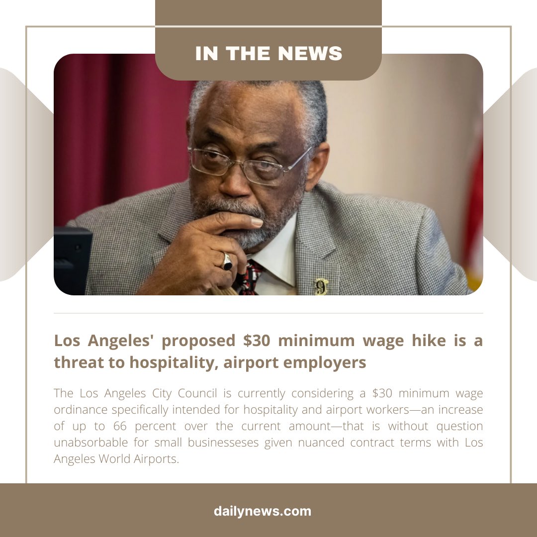 Click the link below to learn more about the proposed LA minimum wage hike! dailynews.com/2023/08/10/los… #laxcoastal #losangeles