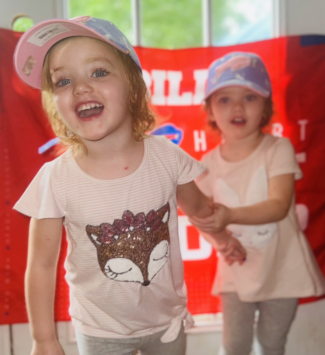 PrimetimeMMA_JF's tweet photo. My Twins new @BuffaloBills hats just came in.   They love them, and are very excited haha.  @JoshAllenQB @stefondiggs @BillsMafiaBabes #BillsMafia @espn @barstoolsports @BuffaloBills @BuffRumblings https://t.co/1PSfwoVKIT