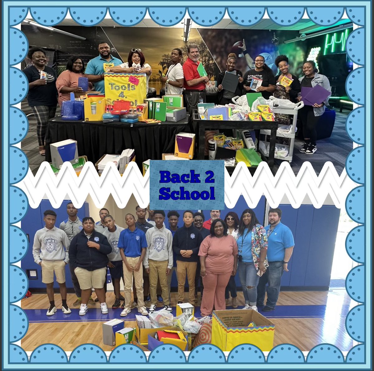 & today we put some smiles on plenty faces. 1st day of school for Lafayette Renaissance Charter, and LU came together and dropped off a ton of school supplies to the students.. #GiveBack #communitythings #mbcgoodstuff @TLRashad4 @AshleyS_BRCC #WinAsOne @LafccUnited @411MikeP