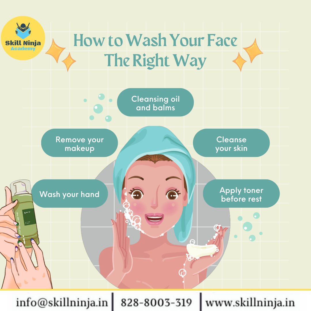 SkillNinja_in's tweet photo. Here is how to wash your face the right way! Ladies, do not compromise with your skin! Follow these steps! 
#skincare # skillninja https://t.co/SgTbWeyvzQ