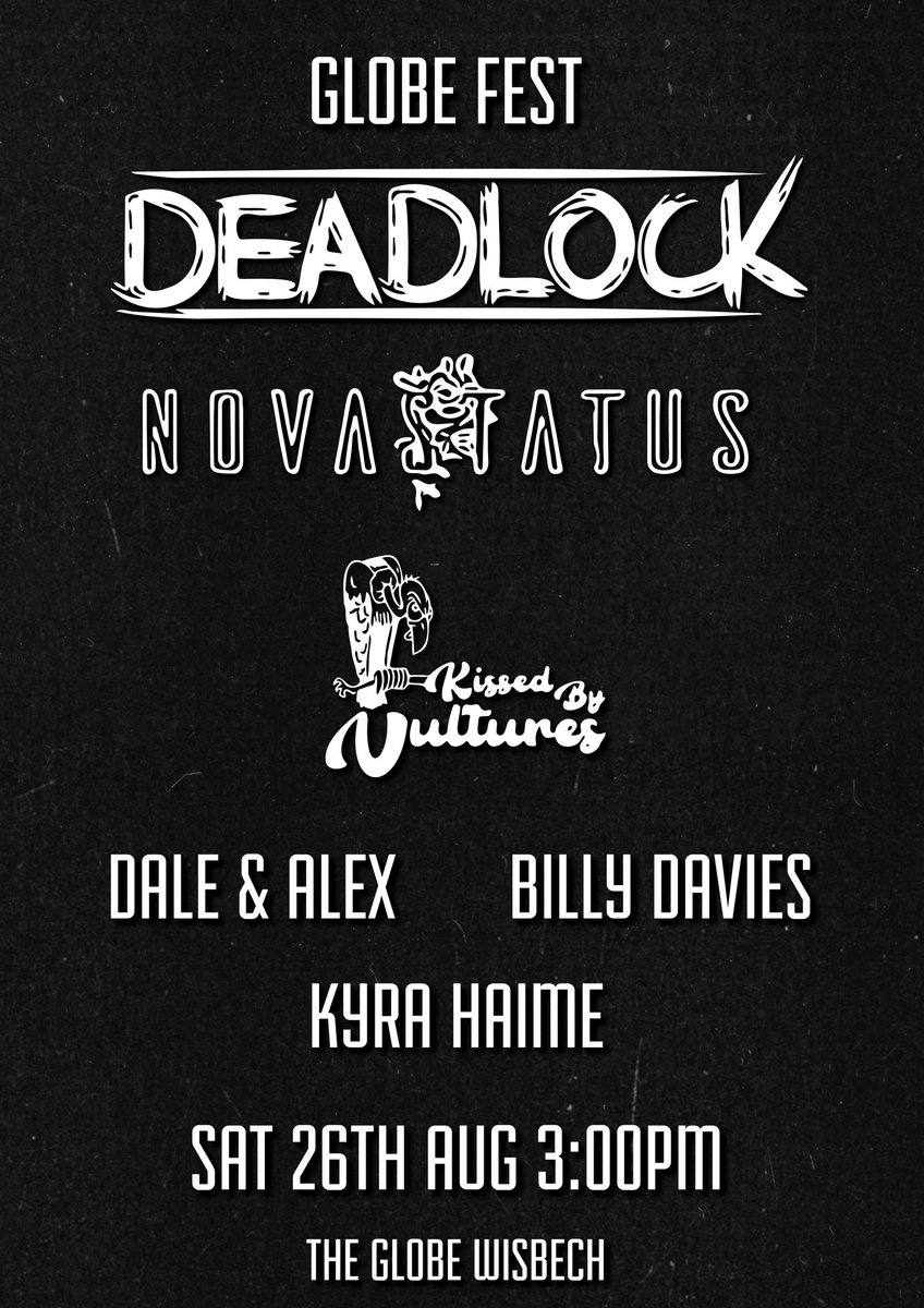 We are so excited to announce that we are gonna be joined by <a href="/novastatusband/">novastatus</a> and some other amazing acts Aug 26th for Globe Fest. Don't miss this one

#poppunk #emo #alternative #festival #wisbech #livemusic