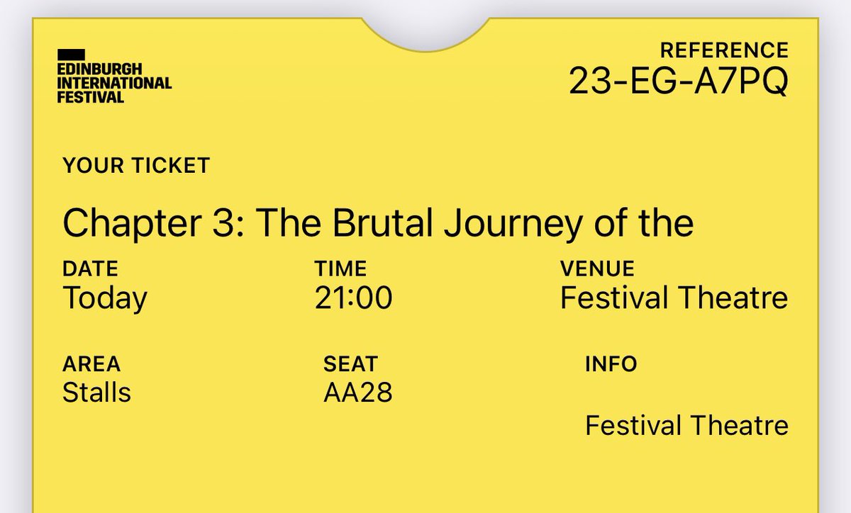 About to see the work of Sharon Eyal, one of my favourite choreographers ever. Mega excited! Thank you @edintfest