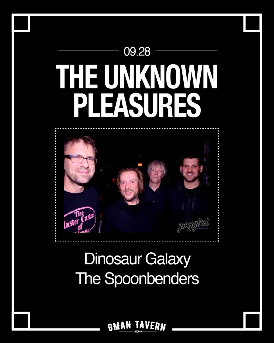 GmanTavern's tweet photo. Join us as we celebrate a night of Joy Division tunes with The Unknown Pleasures, killer JD tribute band, joined by Dinosaur Galaxy &amp; The Spoonbenders 🔥 Coming soon on Thursday, September 28th! Tickets are on sale now… @nknwnpleasures 🎟️

⇢ https://t.co/WgjkWOnE7V https://t.co/50xDIuQ9hU