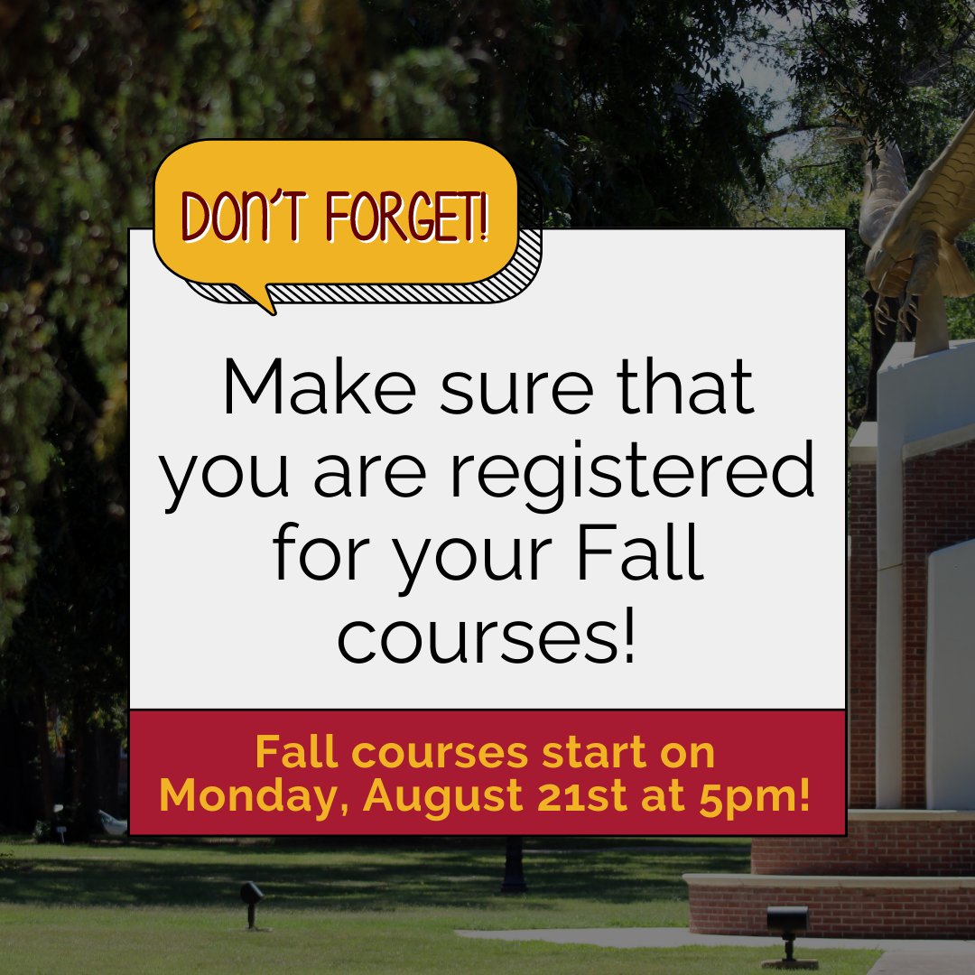 Don't forget to register for your fall courses! 
Fall courses start on Monday, August 21st at 5pm and the add/drop period ends on Friday, August 25th, so get registered for your courses today!
#winthropgradschool