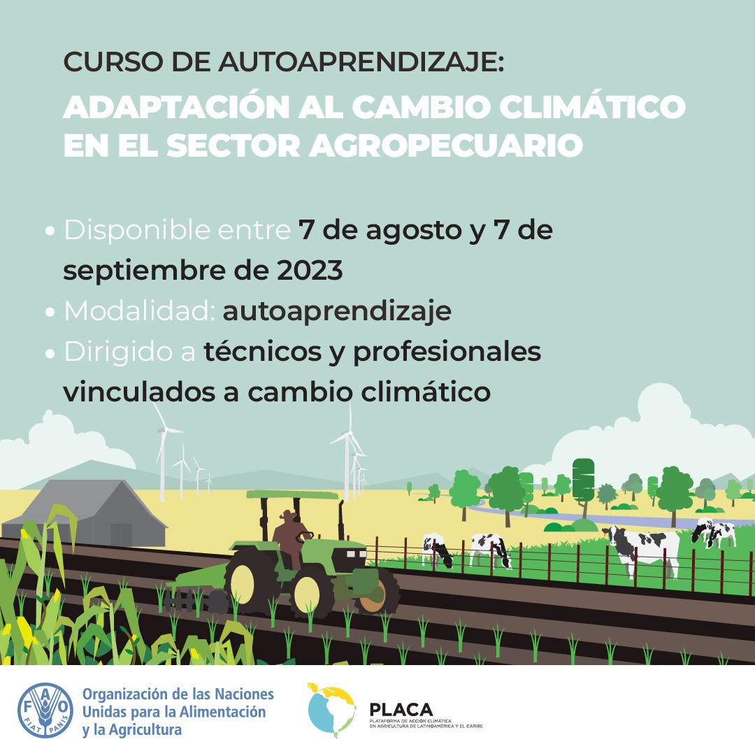 FAOAmericas's tweet photo. ¿Eres técnico o profesional que trabaja en temas vinculados a #CambioClimático y adaptación? ☝️

¡Entonces este curso de autoaprendizaje de #PLACA es para ti! Los contenidos estarán disponibles hasta el 7 de septiembre de 2023 🖥️

📲  https://t.co/usCVtLo9if https://t.co/mjUOQ4Jips