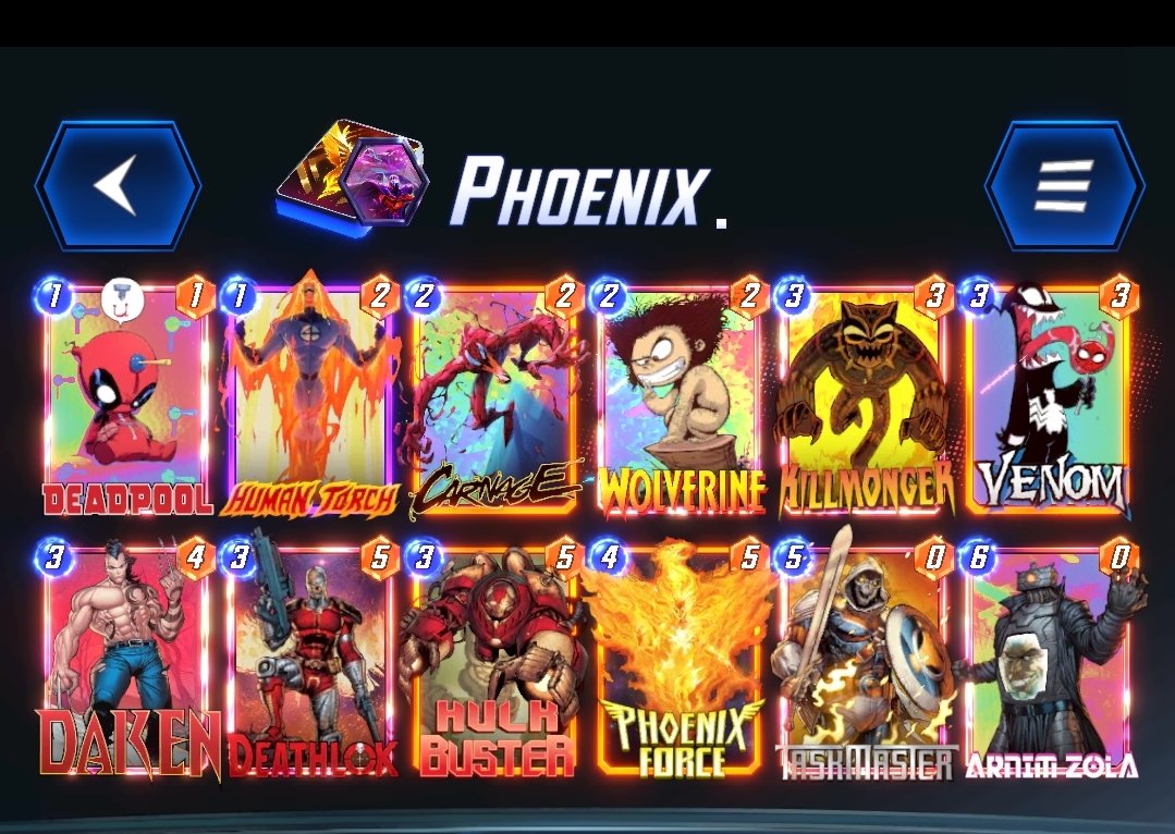 JcJoystick's tweet image. Modified Phoenix Force Daken - Human Torch as backup for Taskmaster @SnapDecks #MarvelSnap #grinding 4 infinite ♾️