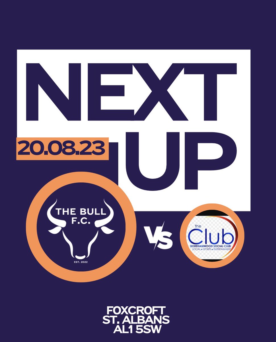 AND SO IT BEGINS……………. 

🏆 @HertsADSL Division One 
🆚 <a href="/bwsc_fc/">BWSC FC</a> 
🏟️ Foxcroft
📆 Sunday 20th August 
⏰ 10.00am 

UTB 🐂🐂🐂