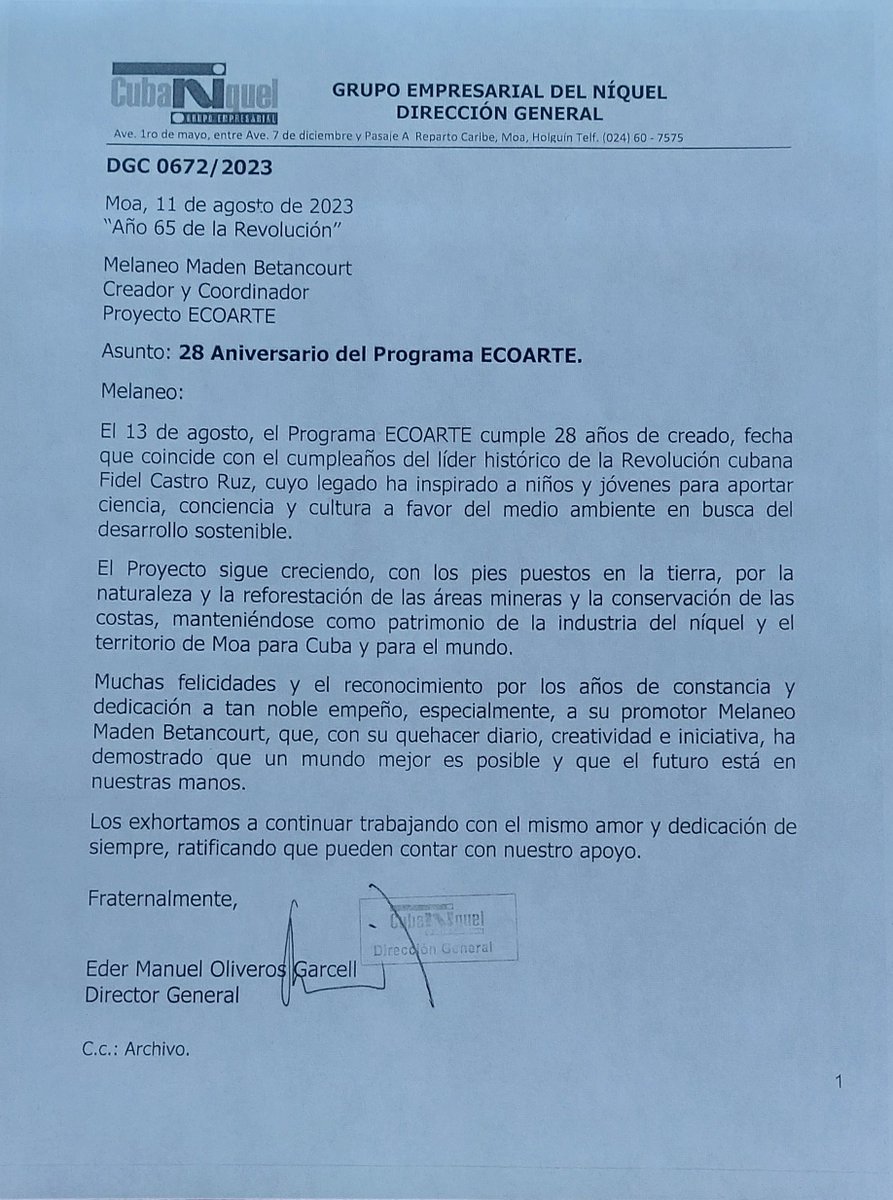 28 años Melaneo Madem, al frente del Programa de Educación Ambiental , ECOARTE ha fomentado una conciencia que acompaña acciones concretas por cambiar su entorno y en busca de la sostenibilidad.
@Eder_M_Oliveros entregó Carta de Reconocimiento en este aniversario.
#MedioAmbiente