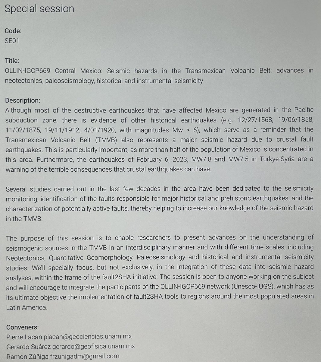 OllinIGCP669's tweet photo. 6 days left to submit your abstracts to the OLLIN Special Session of the Mexican Geophysical Union 📆 https://t.co/pMxERiIqA6