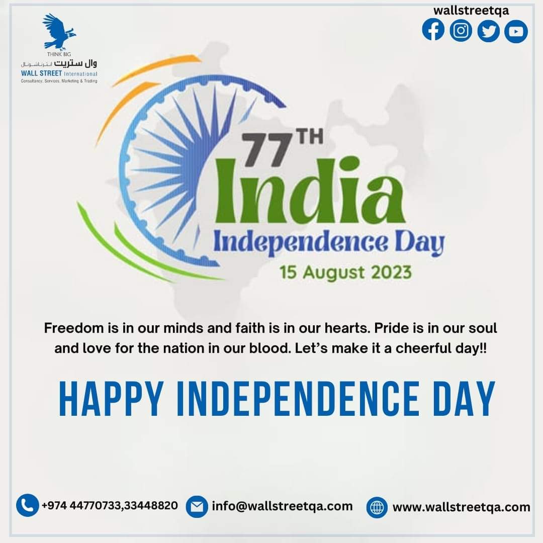 WallStreetqa's tweet photo. Happy Independence Day 2023 🇮🇳🇮🇳🇮🇳

#August_15th
#India's #77th
#Independence #Day https://t.co/270cHGYopz