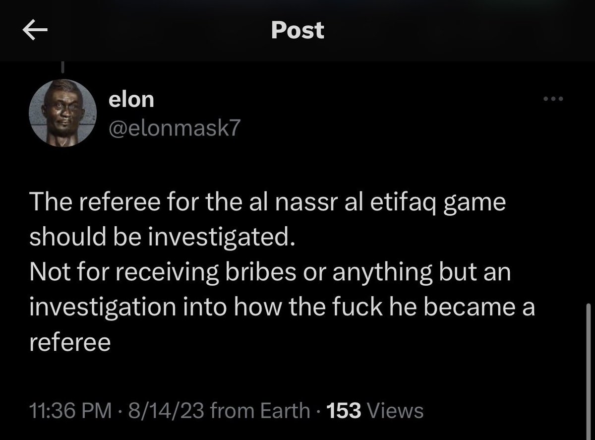 ahmedkhalifa_24's tweet photo. تعليق مشجع اجنبي عن حكم اللقاء محمد الهويش : 

"يجب التحقيق مع حكم مباراة النصر الإتفاق.
ليس لتلقي رشاوى أو أي شيء بل التحقيق في كيف أصبح حكمًا" https://t.co/pvwq3qNLHF