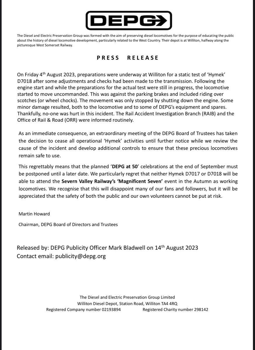 Diesel and Electric Preservation Group tweet media