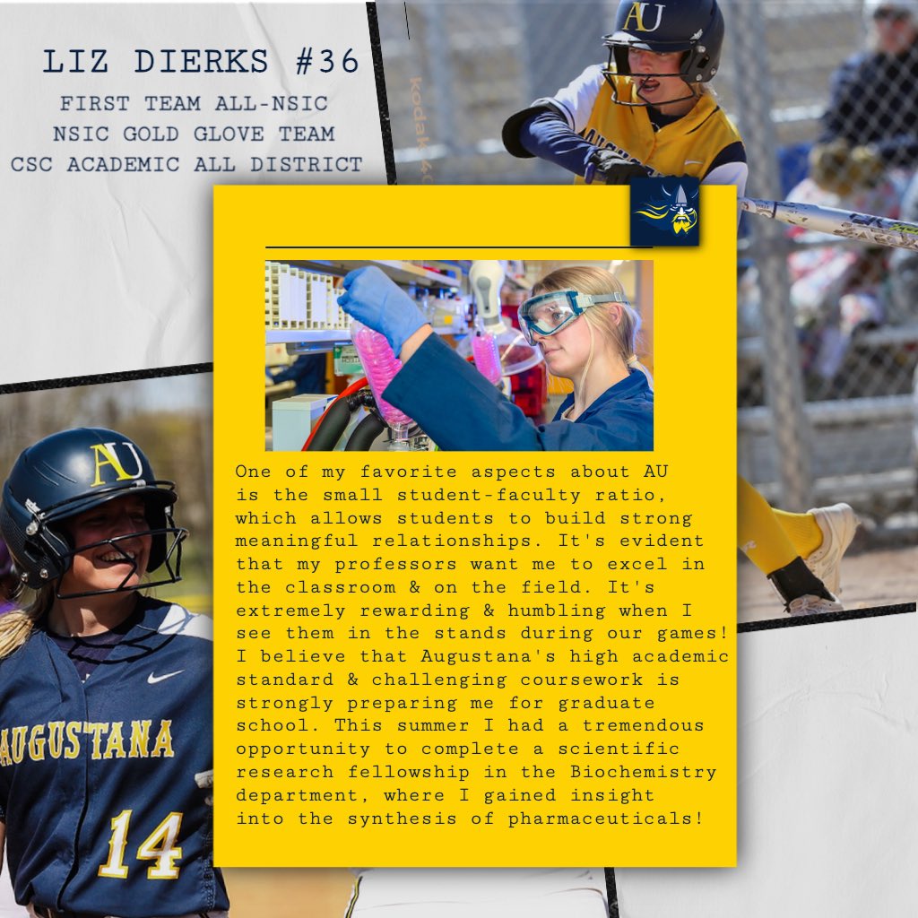 Want a good example of how to succeed both on and off the field at Augustana? Just look to <a href="/LizDierks36/">Liz Dierks</a>! Bright future ahead when you are a part of Augustana Softball! 
#BuildingChampions