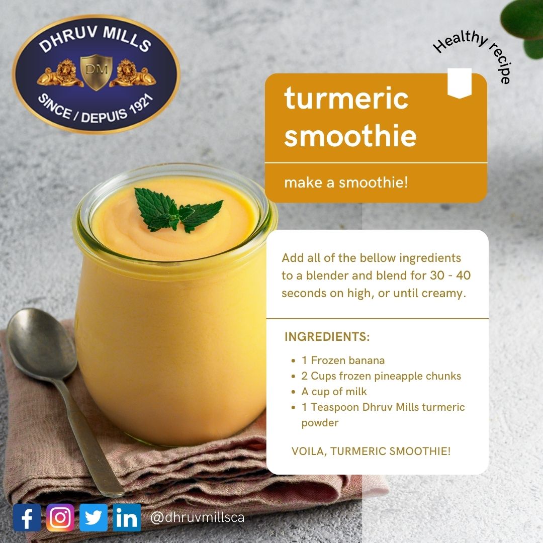 🌟 Elevate Your Smoothie Game with Dhruv Mills Turmeric Powder! 🌟

Are you ready to take your smoothie experience to the next level? Introducing our premium Turmeric Powder from Dhruv Mills! 🍃✨#DhruvTurmericBlend #TurmericPower #SmoothieDelight #DhruvMillsWellness