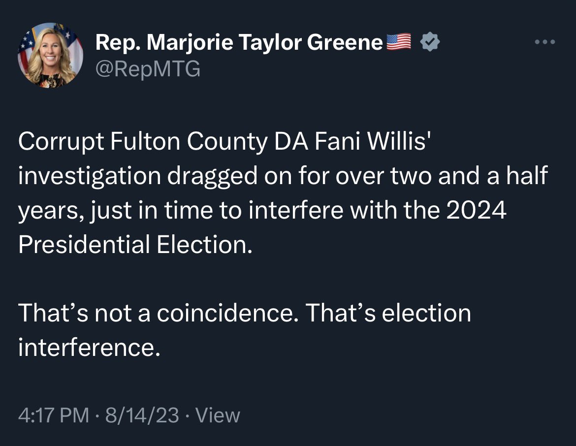 RonFilipkowski's tweet photo. Oddly enough, he’s being indicted for election interference. https://t.co/lpQkxtQIDl