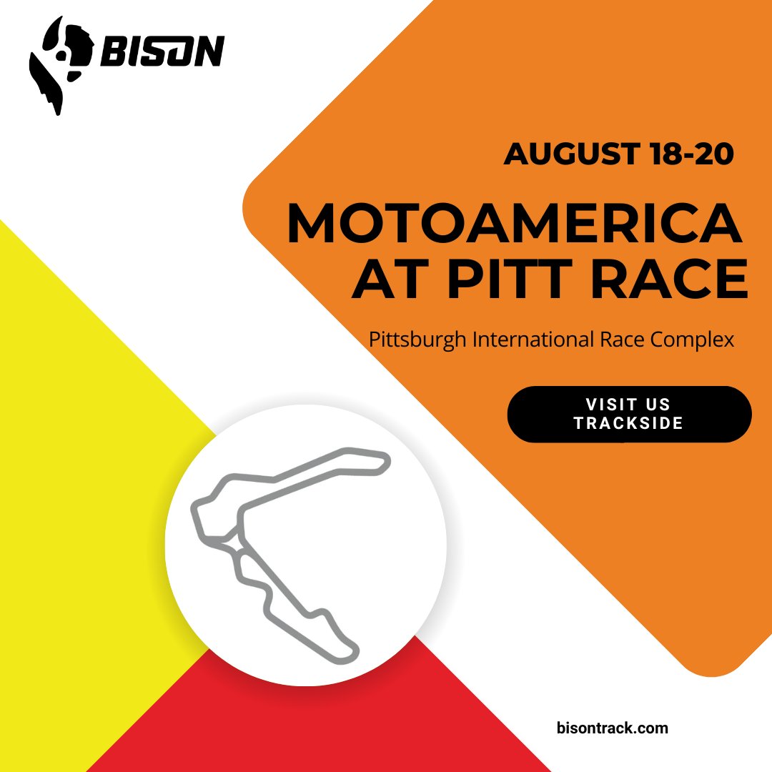 BisonTrack's tweet photo. We're bound for Pitt Race for MotoAmerica where we'll be with our friends Sage Tailoring to provide racer support. If you're a racer (or fan) in need of undersuits, knee pucks, gloves, a suit or repairs/alterations, give us a shout! https://t.co/0FQORJ7YDV #gofastbesafe https://t.co/FkAUMmrdJz
