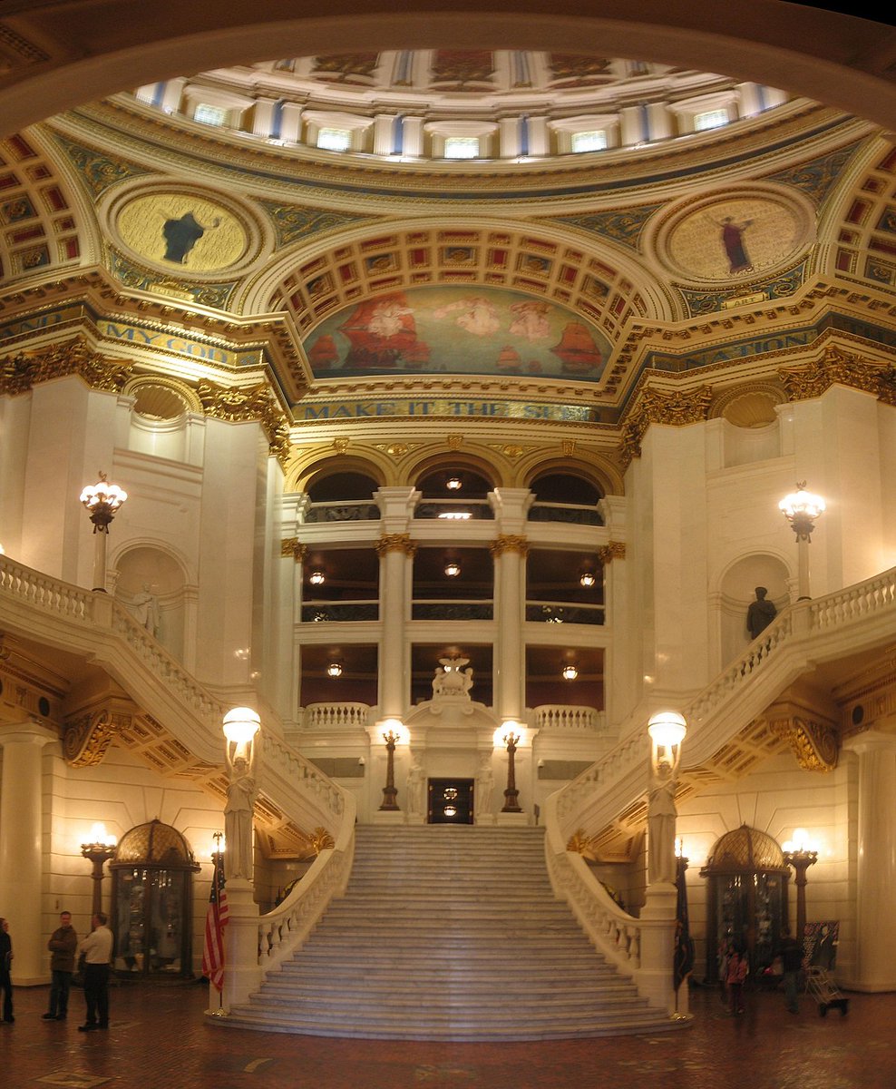 The Main Capitol staircase was patterned after the famous Paris Opera House staircase in France. Our Architect Joseph Houston was inspired throughout his travels in Europe and created a one-of-a-kind Capitol building for us! Book your tour today to see this incredible structure!