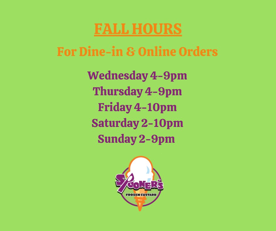 Our Fall hours start this week, and so does online ordering with curbside pickup! See you on Wednesday.